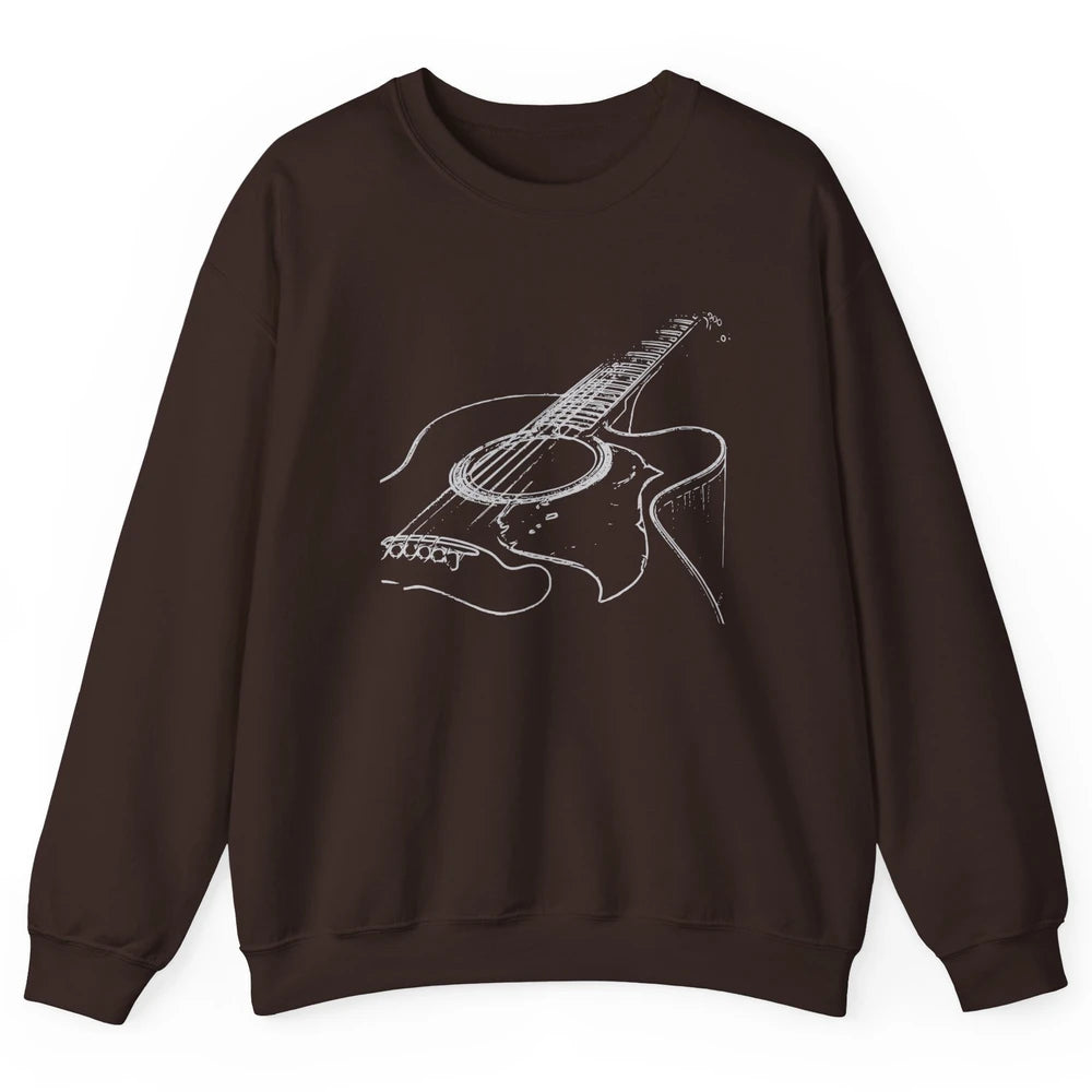 Retro Acoustic Guitar Guitarist Musician Music Lovers Gift Unisex Crewneck Sweatshirt