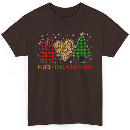 Peace Love Christmas Cute Christmas Heart Plaid Xmas Gift Classic Unisex T-Shirt
