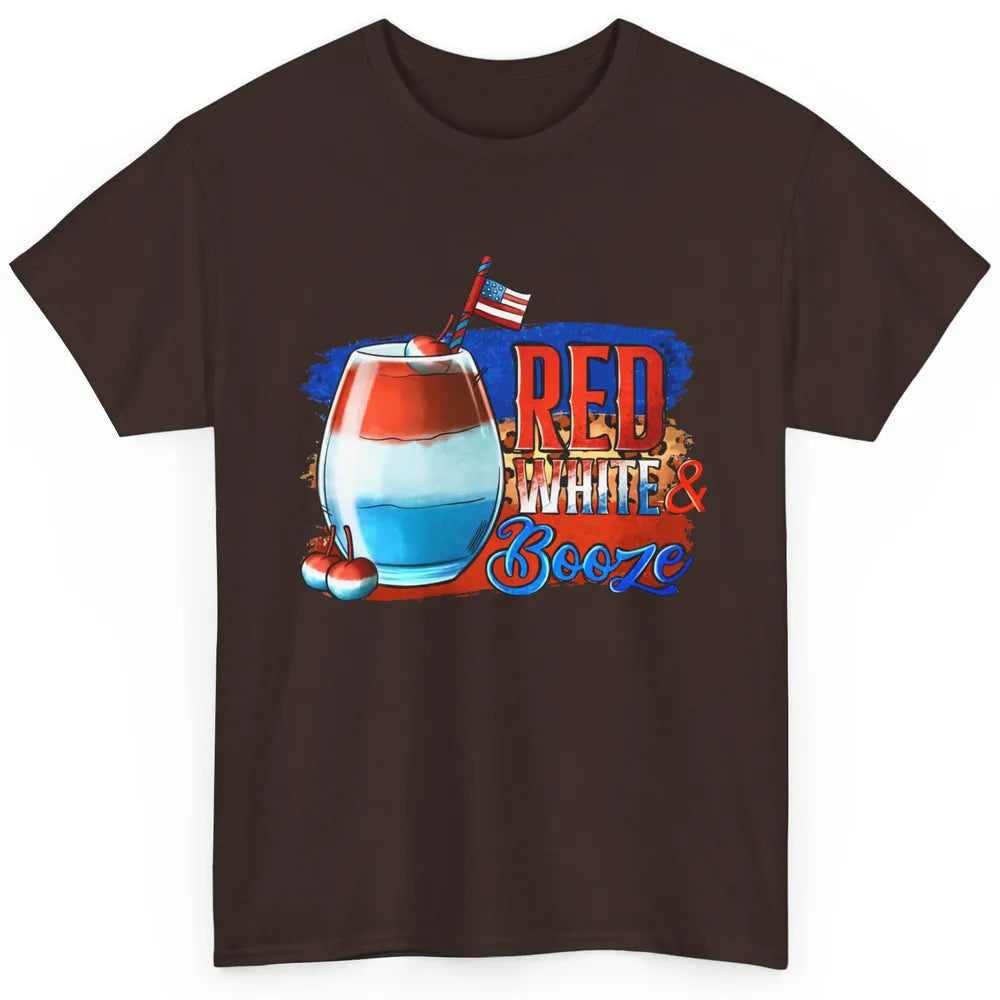 Red White & Booze Leopard US Flag 4th of July American Booze Classic Unisex T-Shirt