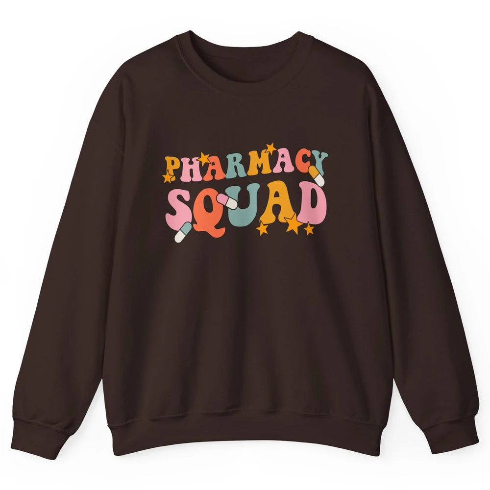 Pharmacy Squad Pharmacist Groovy Halloween Spooky Season Unisex Crewneck Sweatshirt