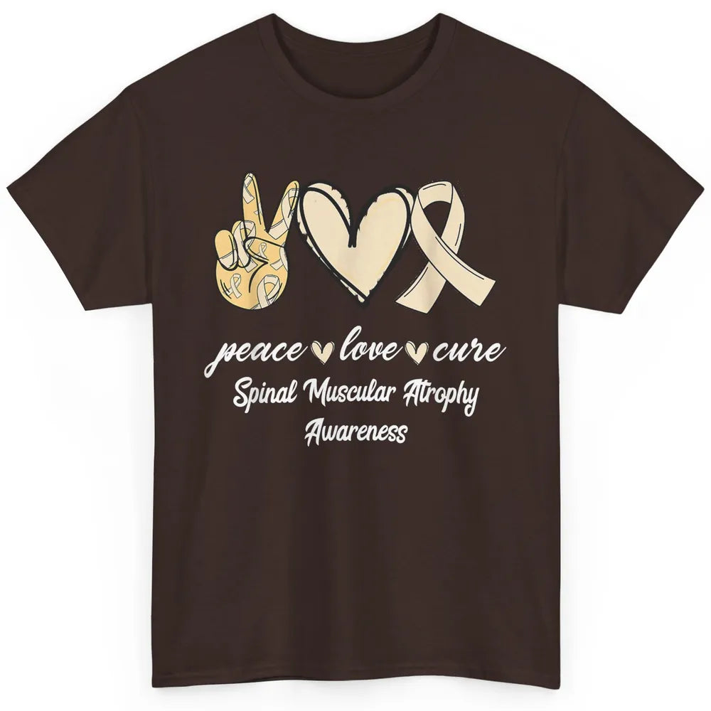 Peace Love Cure Cream Ribbon Spinal Muscular Atrophy SMA Classic Unisex T-Shirt