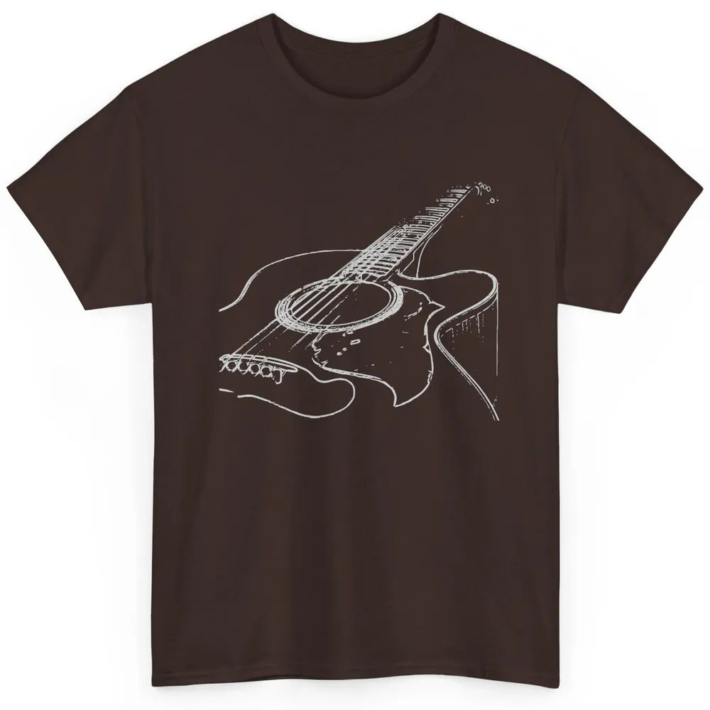 Retro Acoustic Guitar Guitarist Musician Music Lovers Gift Classic Unisex T-Shirt