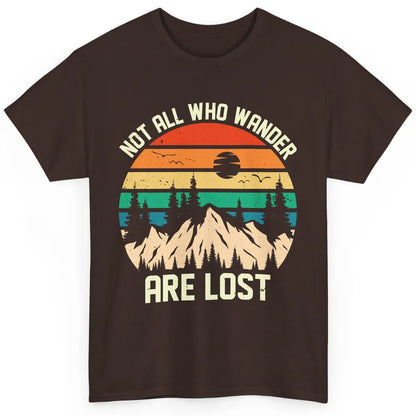 Retro Mountain Sunset Camping Not All Who Wander Are Lost Classic Unisex T-Shirt