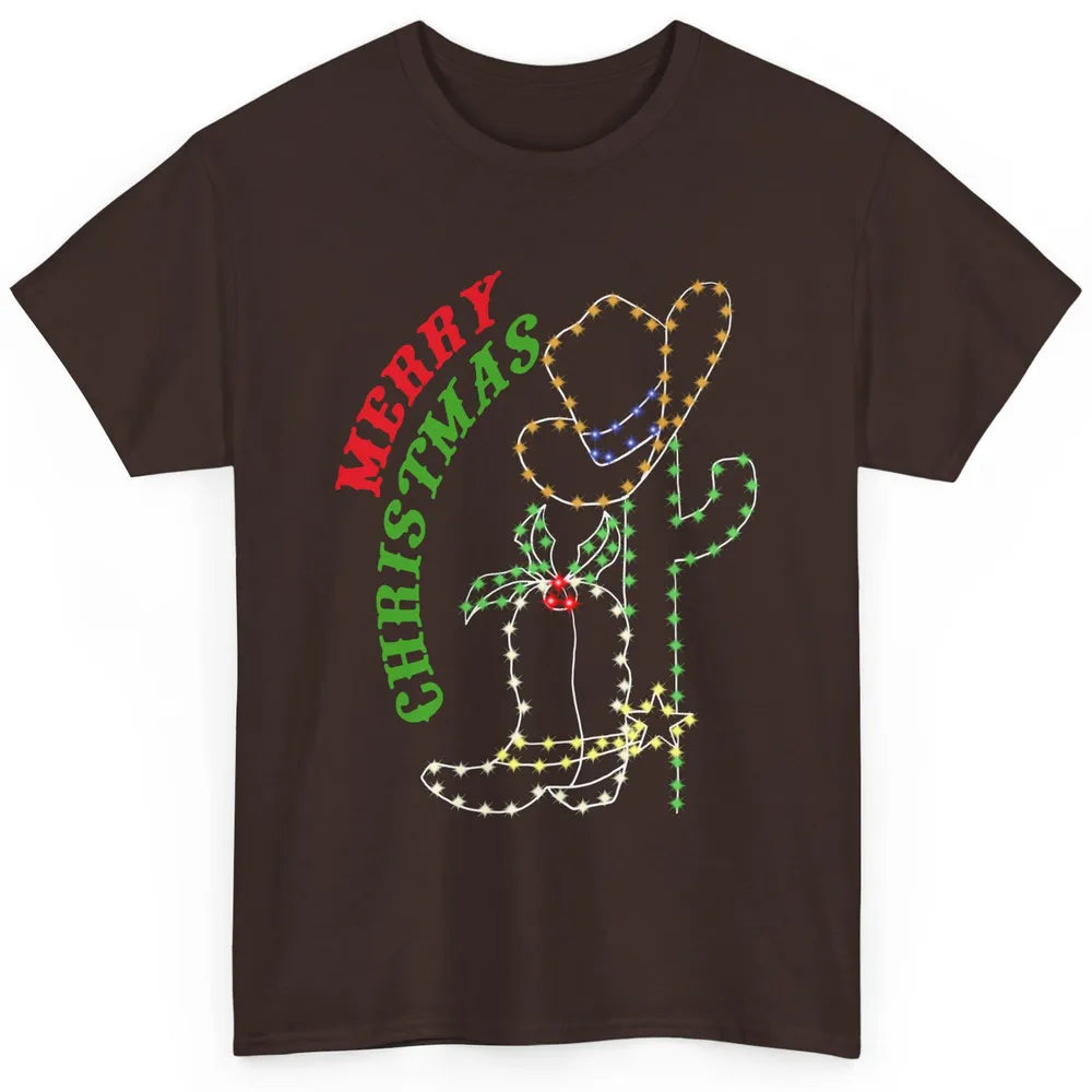 Retro Cowboy Merry Christmas Western Country Cowgirl Costume Classic Unisex T-Shirt