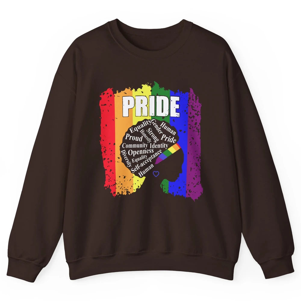 Proud Afro Girl Gay Pride Month Equality Unisex Crewneck Sweatshirt