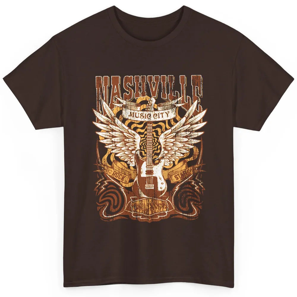 Retro Guitar Nashville Music City Western Country Music Classic Unisex T-Shirt