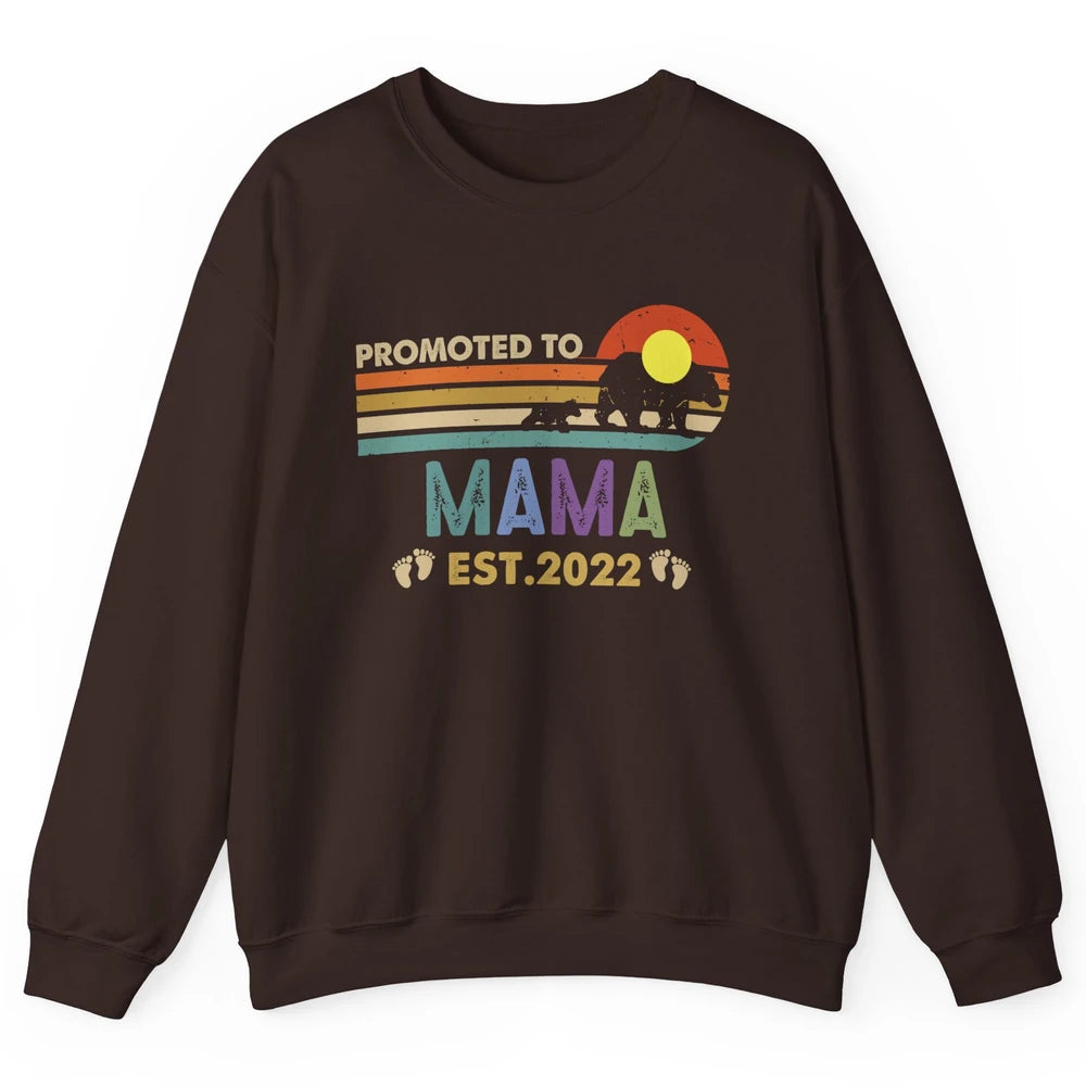 Retro Mama Bear Promoted To Mama Est 2022 First Mothers Day Unisex Crewneck Sweatshirt