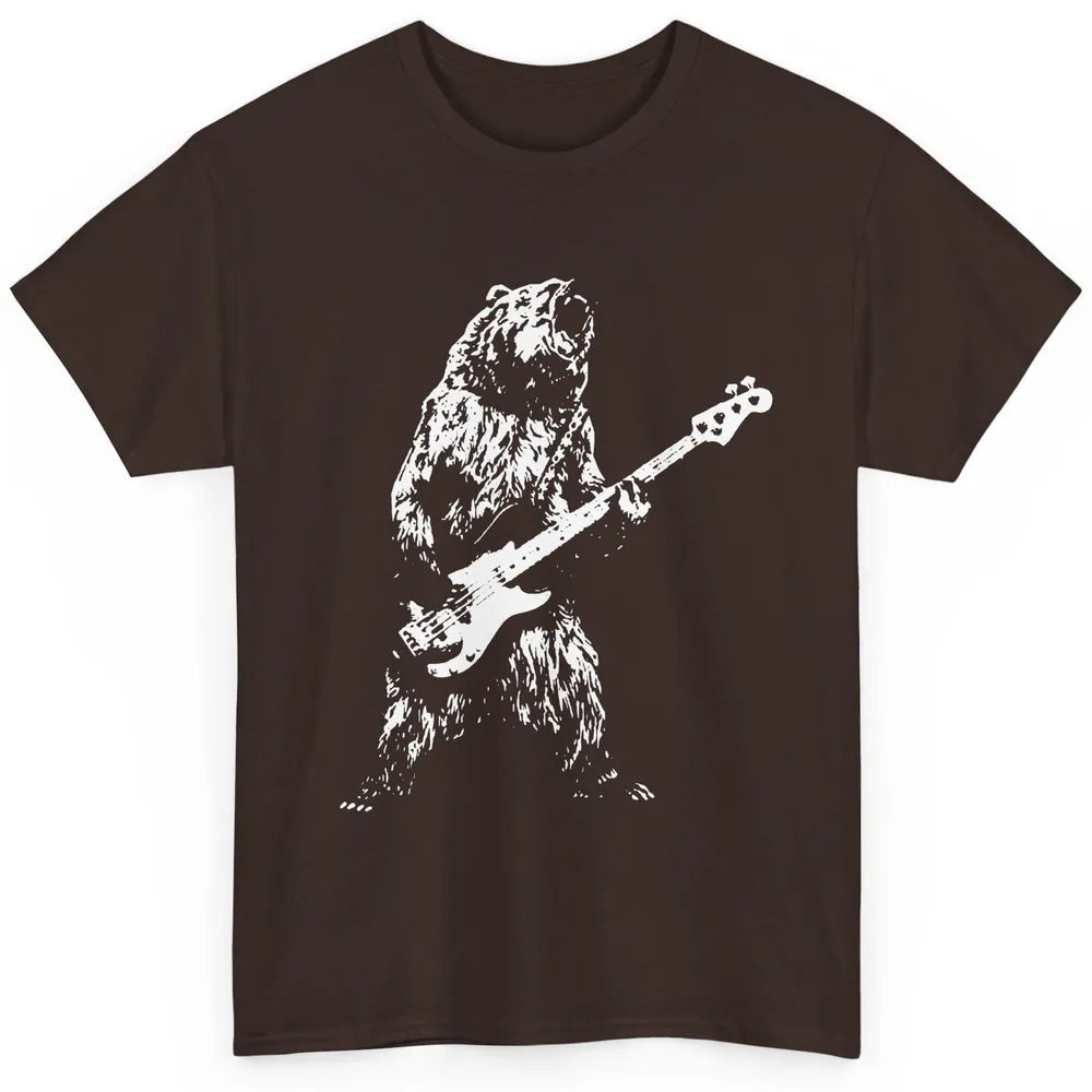 Retro Bear Playing Bass Guitar Bear Guitarist Music Lovers Classic Unisex T-Shirt