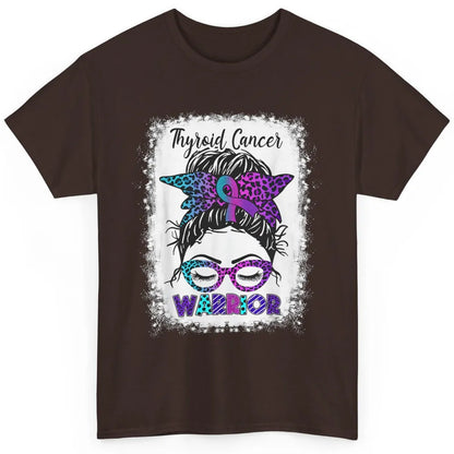 Messy Hair Woman Leopard Warrior Thyroid Cancer Awareness Classic Unisex T-Shirt
