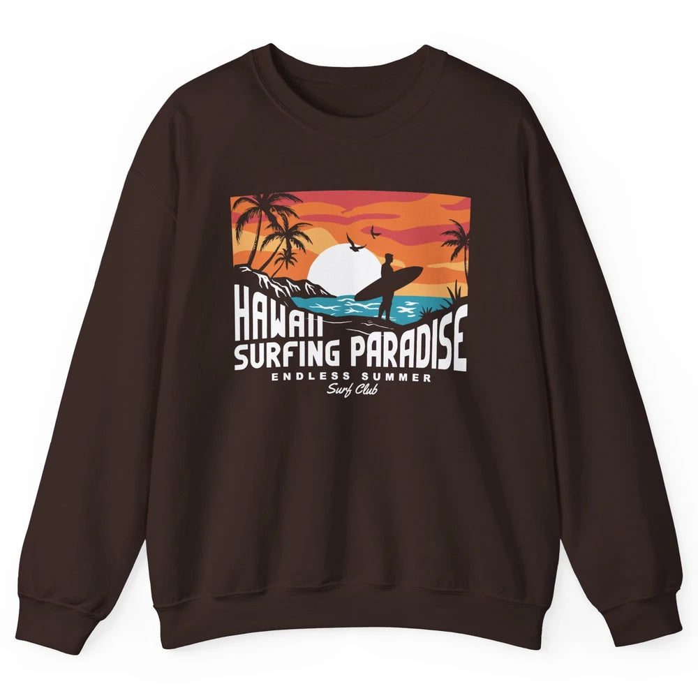 Retro Hawaii Palms Surfing Paradise Surf Club Endless Summer Unisex Crewneck Sweatshirt