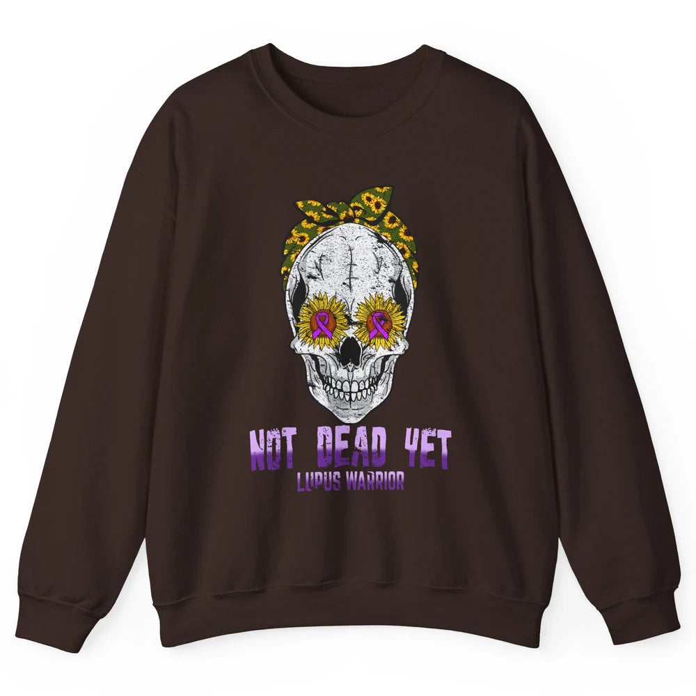 Not Dead Yet Skull Lupus Awareness Funny Sunflower Skeleton Unisex Crewneck Sweatshirt