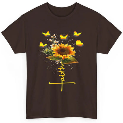 Vintage Faith Cross Sunflower Butterfly Christian Jesus God Classic Unisex T-Shirt