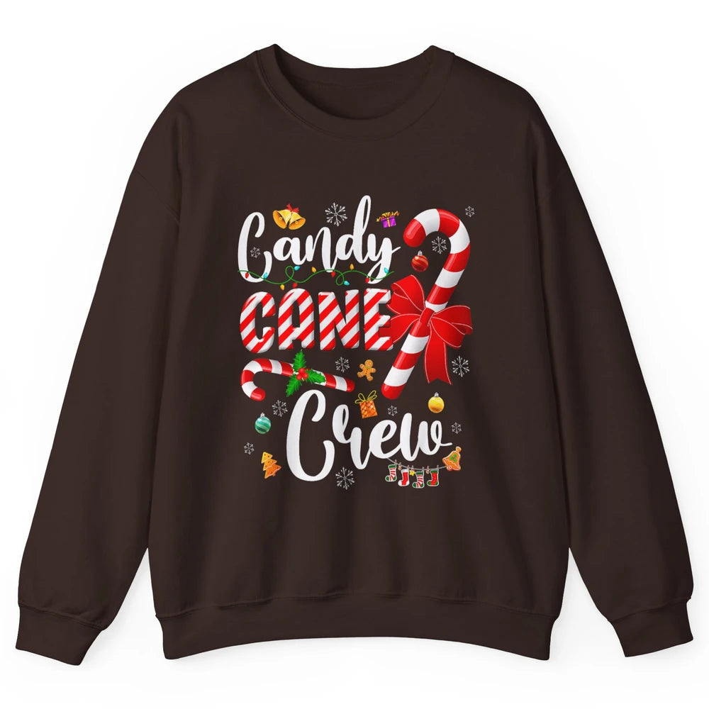 Merry Christmas Sweet Candy Cane Crew Xmas Tree Lights Santa Unisex Crewneck Sweatshirt