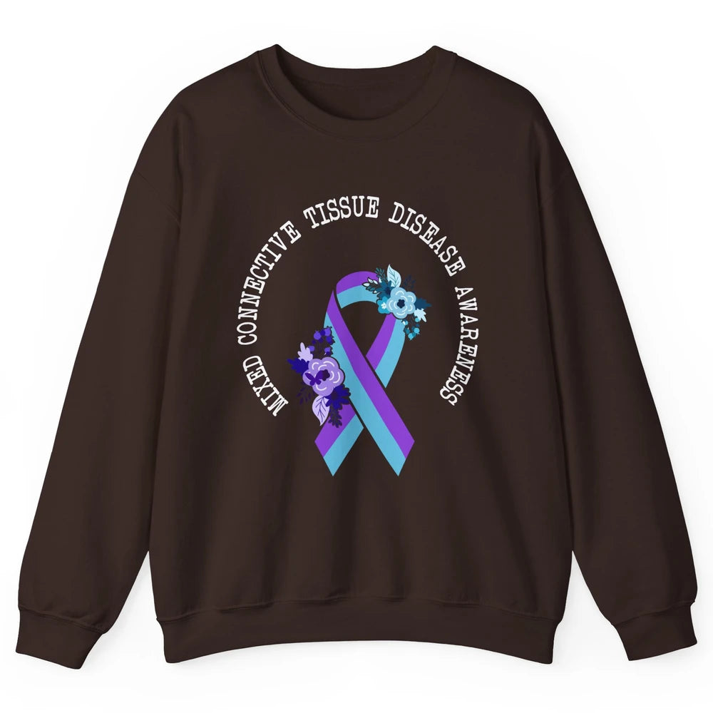 Mixed Connective Tissue Disease Awareness MCTD Floral Ribbon Unisex Crewneck Sweatshirt