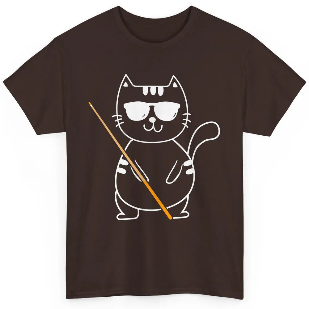 Pool Player Cool Cat Sunglasses Eight Balls Pool Snooker Pun Classic Unisex T-Shirt