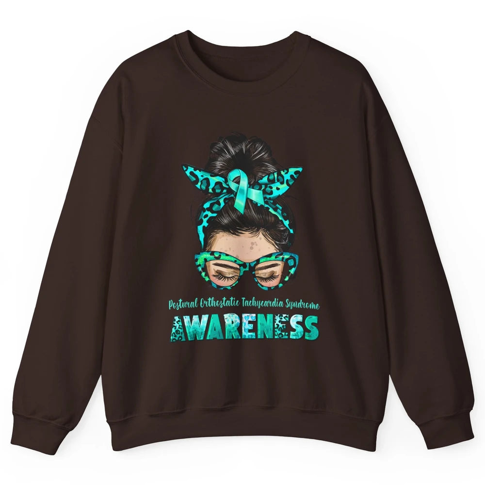 Postural Orthostatic Tachycardia Syndrome Ribbon Messy Bun Unisex Crewneck Sweatshirt