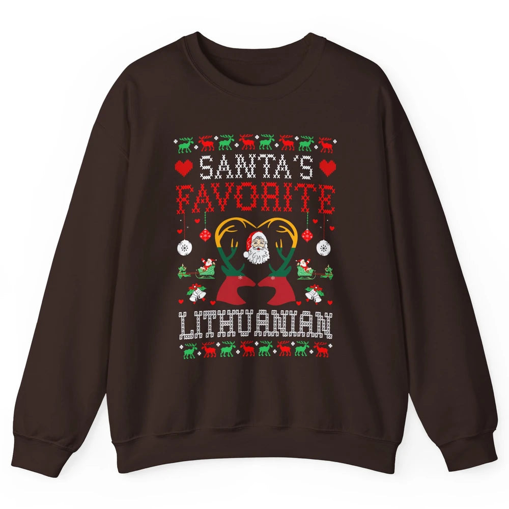Merry Christmas Santa Favorite Lithuanian Xmas Ugly Santa Unisex Crewneck Sweatshirt