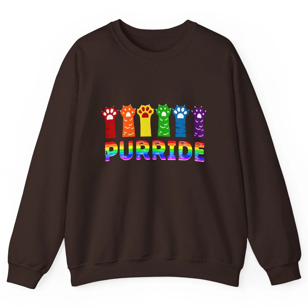 Purride Funny Cat Lover LGBT Pride Awareness Gift LGBT Month Unisex Crewneck Sweatshirt