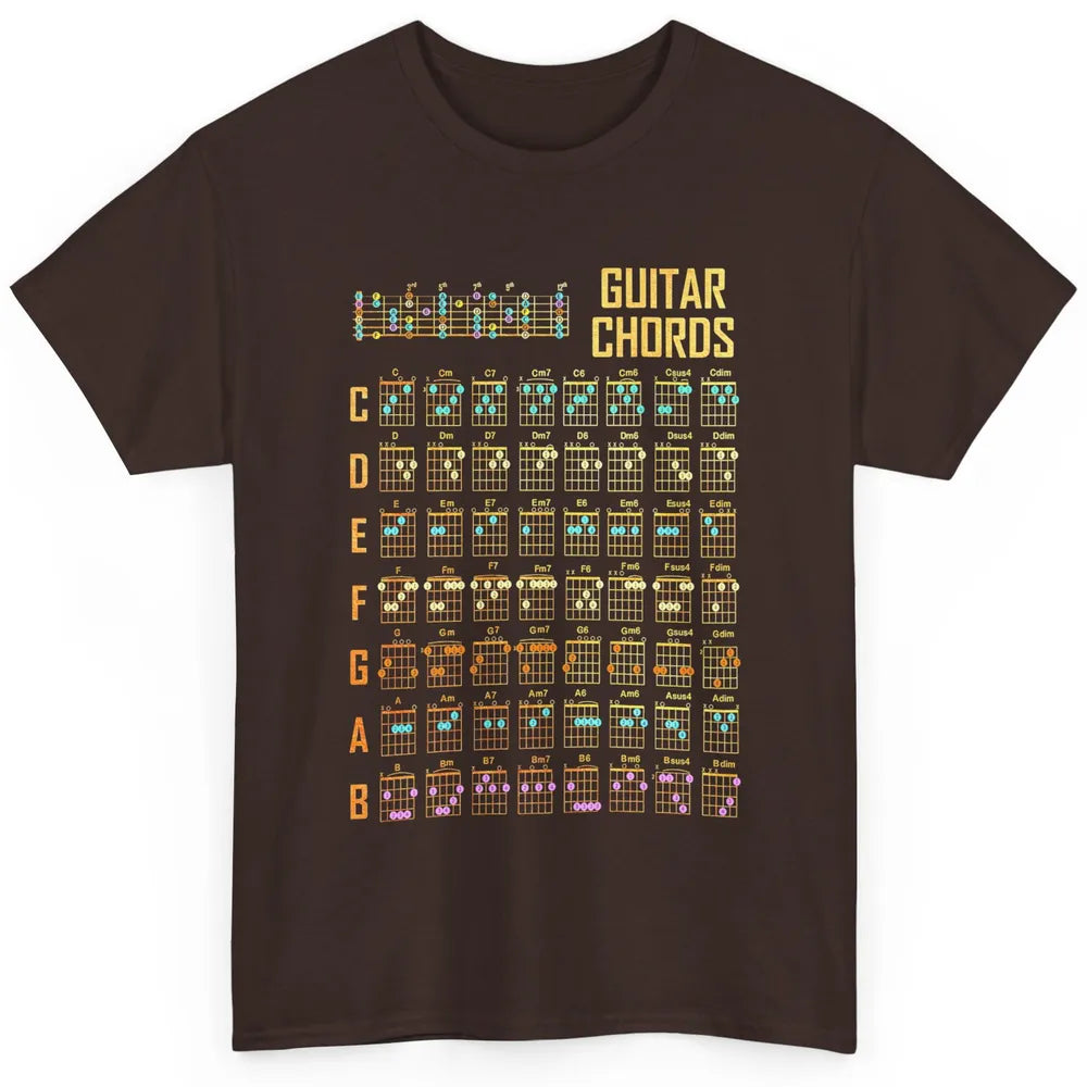 Music Art Guitar Chords Retro Guitarist Play Guitar Musician Classic Unisex T-Shirt