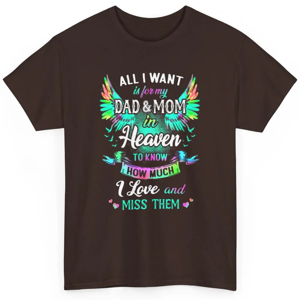 My Mom And Dad In Heaven Angel Wings Mother Memories Forever Classic Unisex T-Shirt