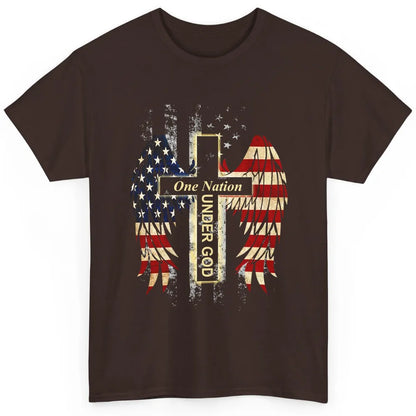 Patriotic One Nation Under God American Flag Faith Cross Classic Unisex T-Shirt