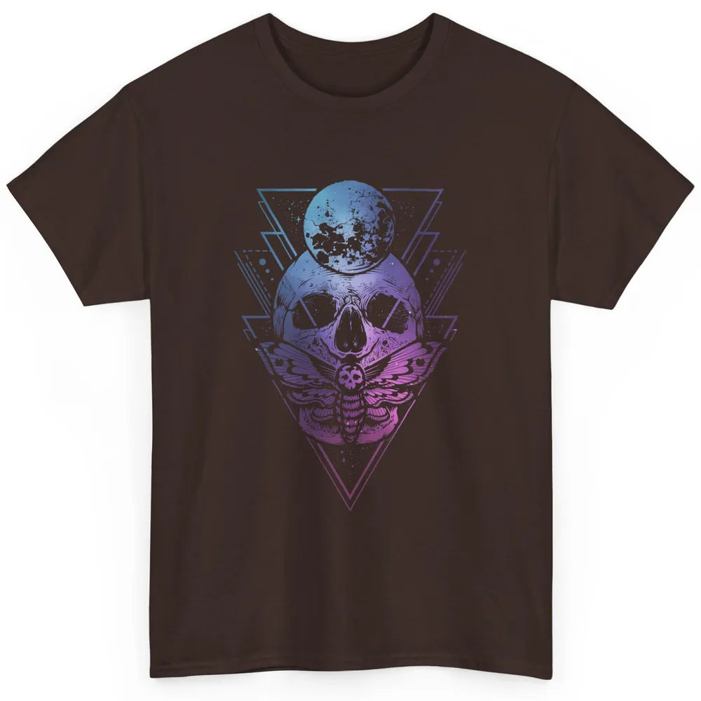 Moon Skull Wicca Crescent Lunar Moth Skeleton Halloween Goth Classic Unisex T-Shirt