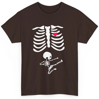 Pregnant Halloween Skeleton Naughty Baby Boy Pumpkin Costume Classic Unisex T-Shirt
