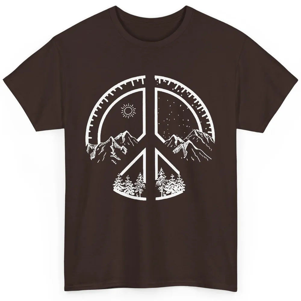 Peace Love Hiking Mountain Hikers Exploring Nature Camping Classic Unisex T-Shirt