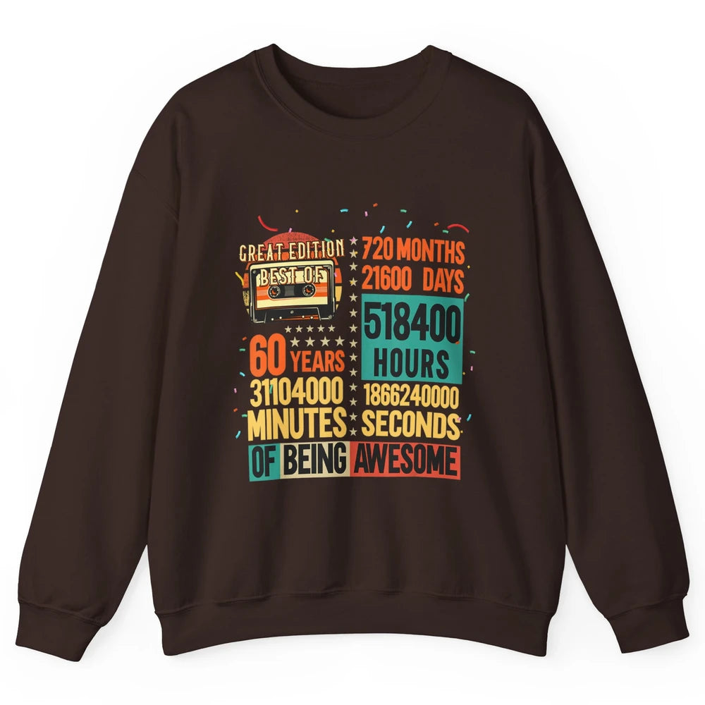 Retro 60s Lifetime Cassette Music Count Down 60th Birthday Unisex Crewneck Sweatshirt