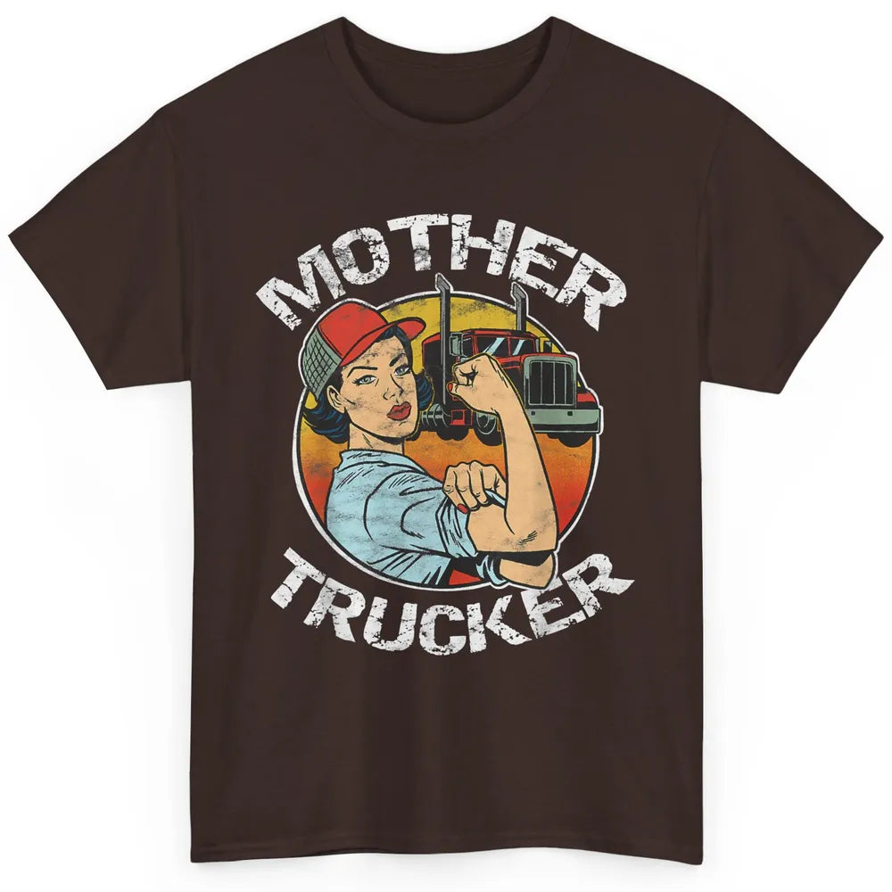 Retro Mother Trucker Truck Driver Mom Life Mothers Day Women Classic Unisex T-Shirt