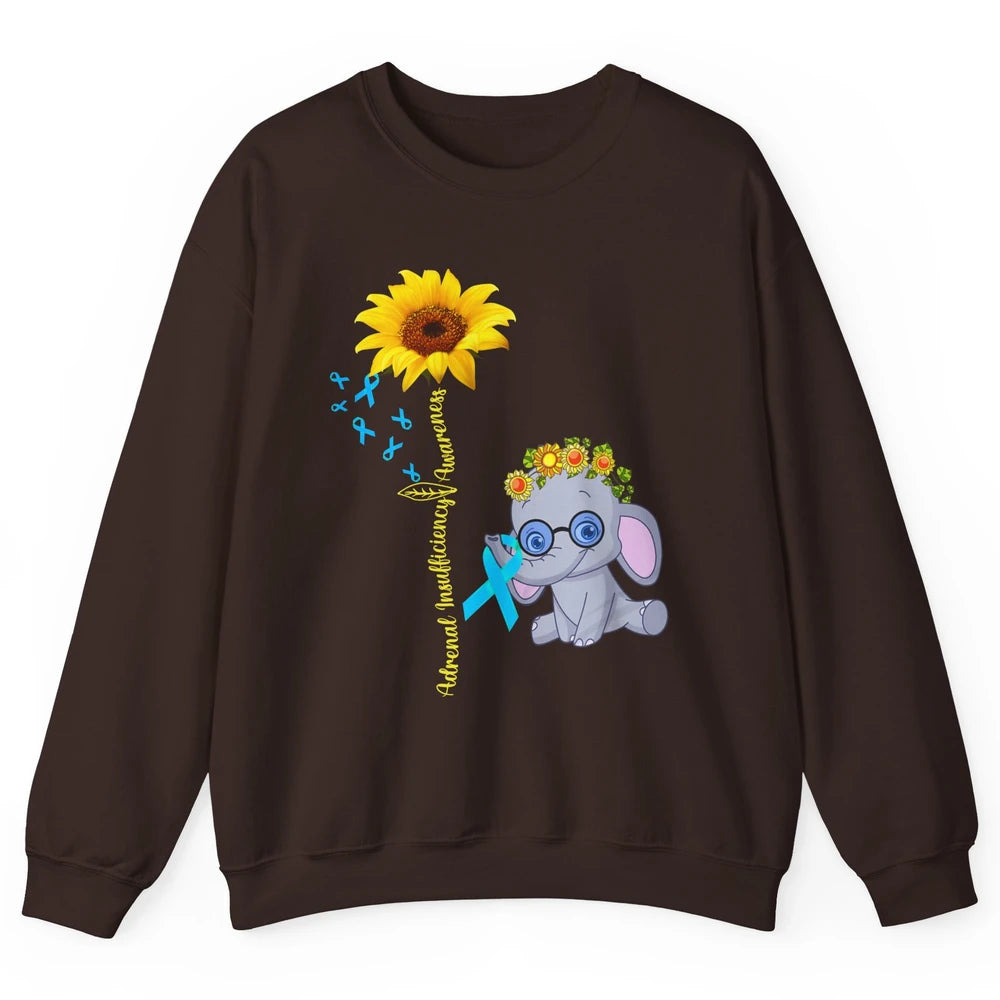 Adrenal Insufficiency Awareness Baby Elephant Sunflower Unisex Crewneck Sweatshirt