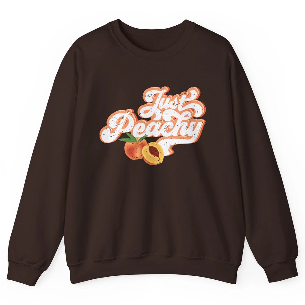 Retro Just Peachy Retro 70s Georgia Peaches Summer Fruit Unisex Crewneck Sweatshirt