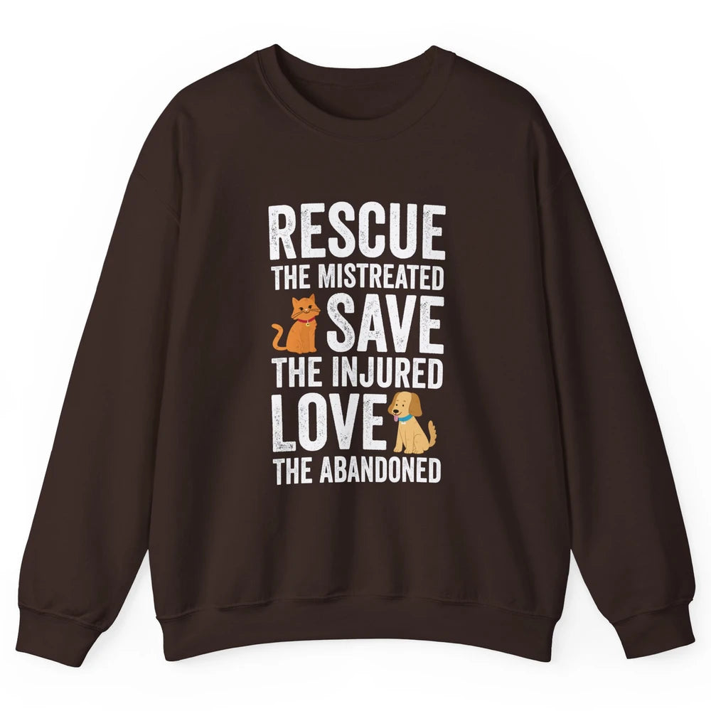 Rescue Mistreated Save Injured Adopt Dog Cat Animal Rescuer Unisex Crewneck Sweatshirt