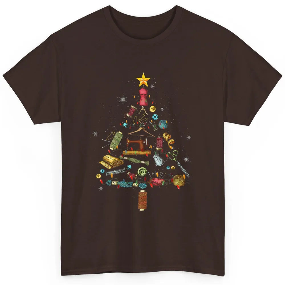 Merry Christmas Sewing Yarn Quilting Xmas Tree Sew Machine Classic Unisex T-Shirt
