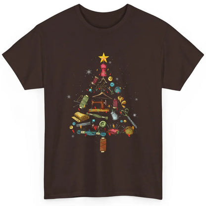 Merry Christmas Sewing Yarn Quilting Xmas Tree Sew Machine Classic Unisex T-Shirt