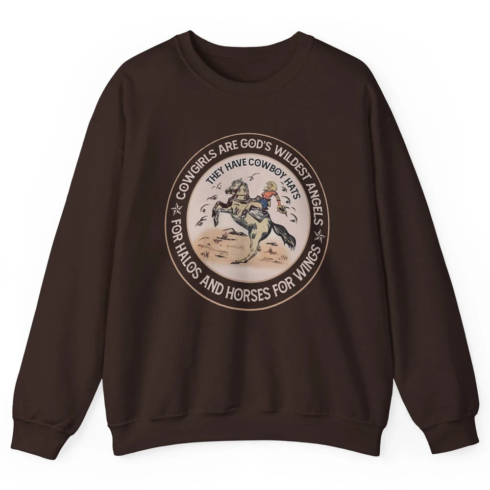 Retro Cowgirls Are God's Wildest Angel Western Country Rodeo Unisex Crewneck Sweatshirt