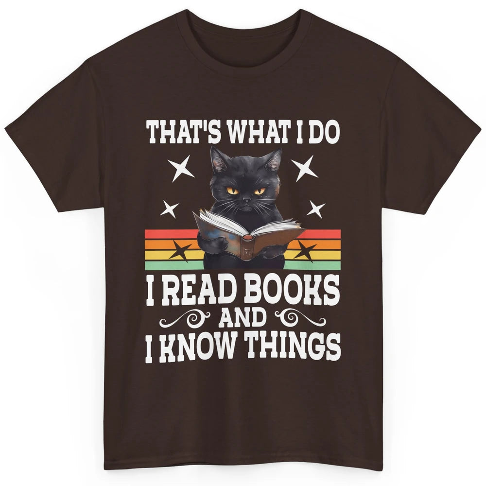 Retro Cat Books The Reader Black Cat Reading Books Bookish Bookworm Kitten Classic Unisex T-Shirt