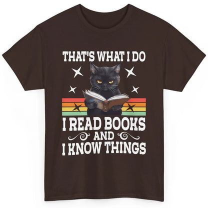 Retro Cat Books The Reader Black Cat Reading Books Bookish Bookworm Kitten Classic Unisex T-Shirt