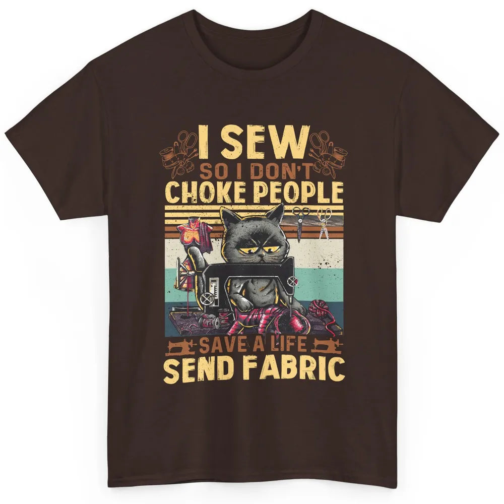 Retro Black Cat I Sew So I Dont Choke People Sewing Quilting Classic Unisex T-Shirt