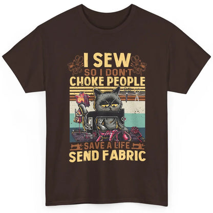 Retro Black Cat I Sew So I Dont Choke People Sewing Quilting Classic Unisex T-Shirt