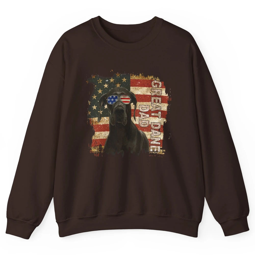 Retro Best Great Dane Dad Ever American Flag 4th Of July Unisex Crewneck Sweatshirt