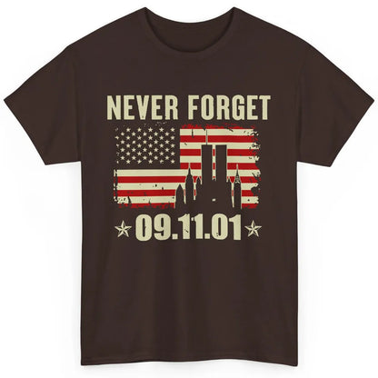 Retro Never Forget 911 American Flag Patriotic Memorial Gift Classic Unisex T-Shirt