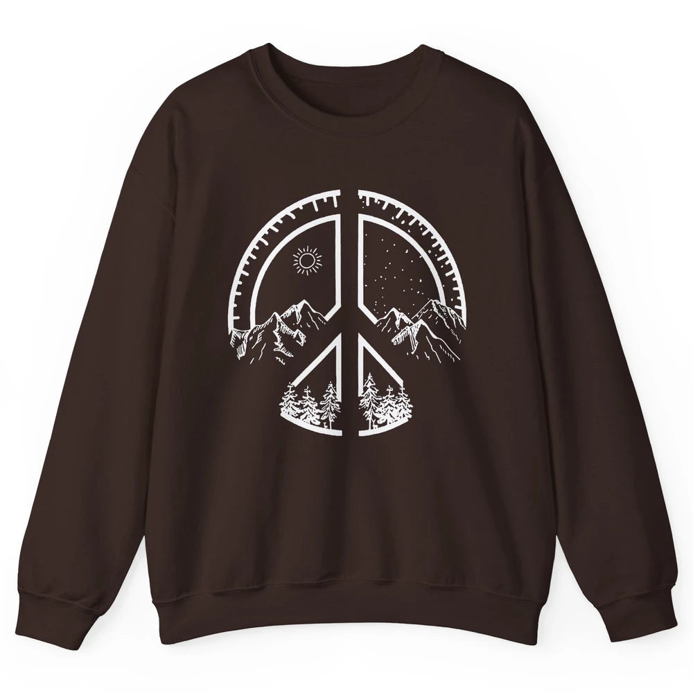 Peace Love Hiking Mountain Hikers Exploring Nature Camping Unisex Crewneck Sweatshirt