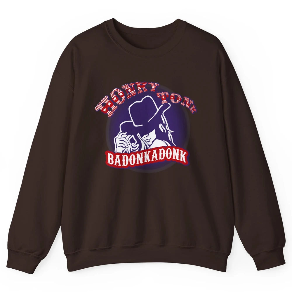 Retro Cowgirl Honky Tonk Badonkadonk Western Country Unisex Crewneck Sweatshirt