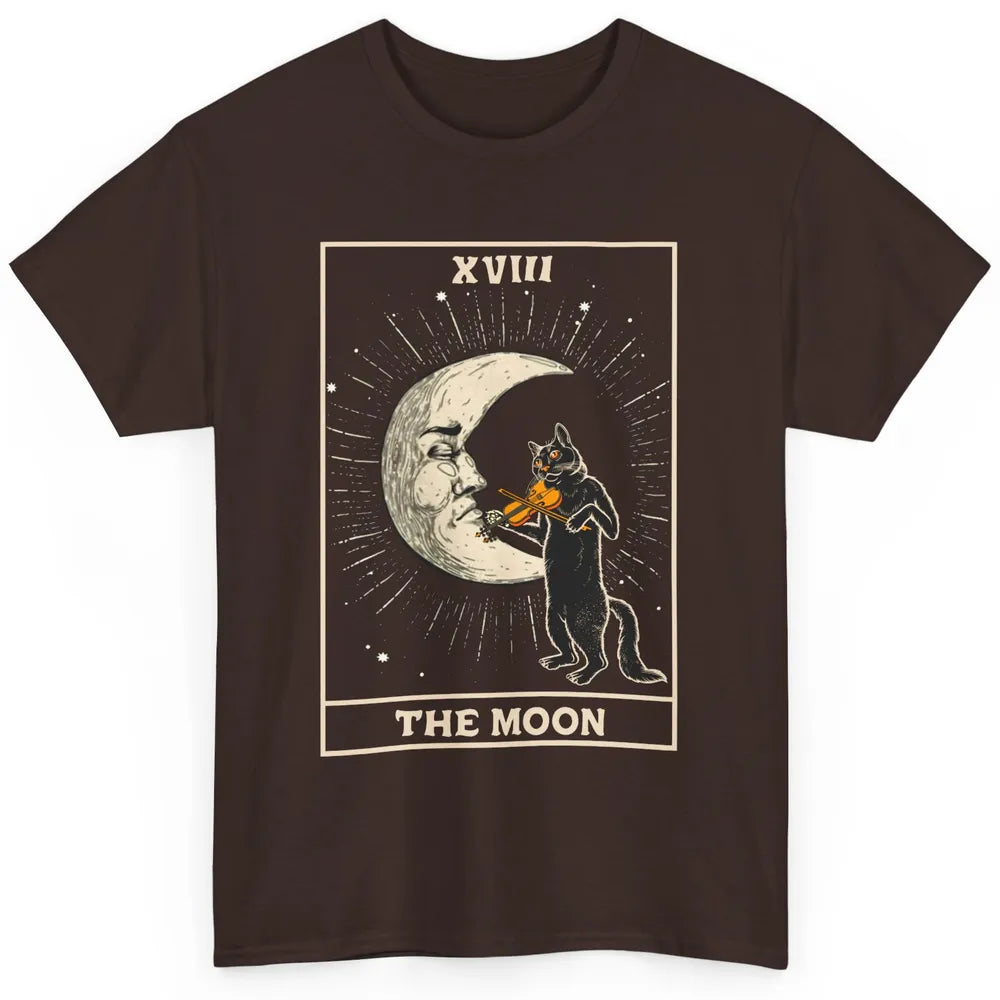 Retro Halloween Cat Guitarist The Moon Tarot Card Witchcraft Classic Unisex T-Shirt