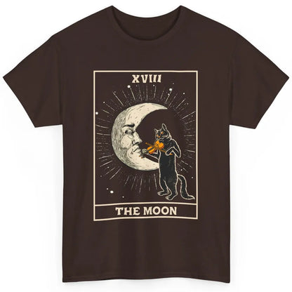 Retro Halloween Cat Guitarist The Moon Tarot Card Witchcraft Classic Unisex T-Shirt