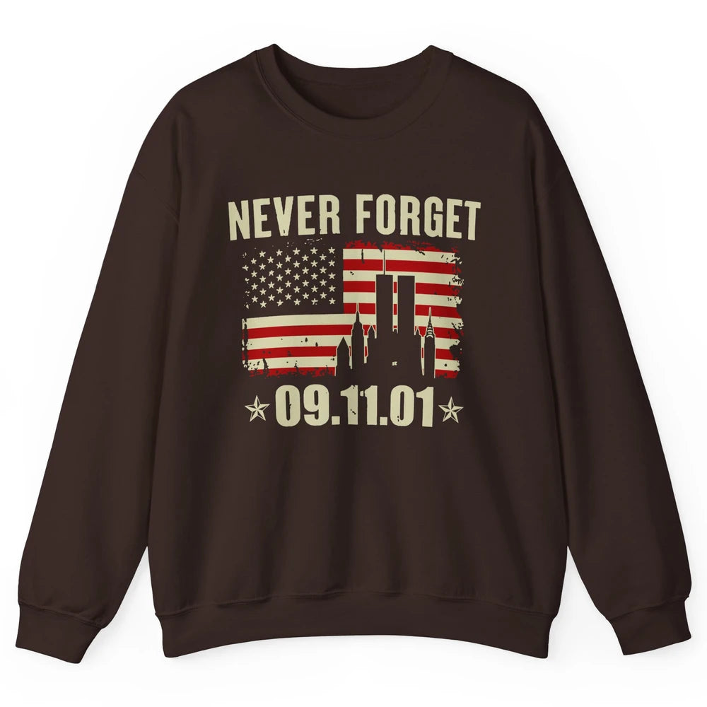 Retro Never Forget 911 American Flag Patriotic Memorial Gift Unisex Crewneck Sweatshirt