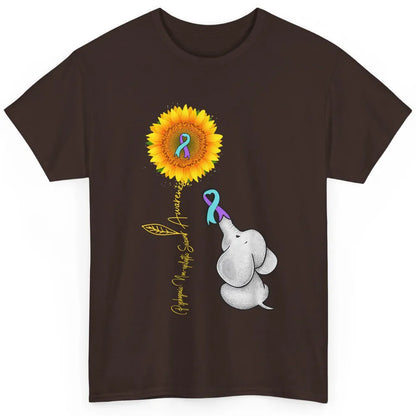 PNES Awareness Purple Teal Ribbon Sunflower Baby Elephant Classic Unisex T-Shirt