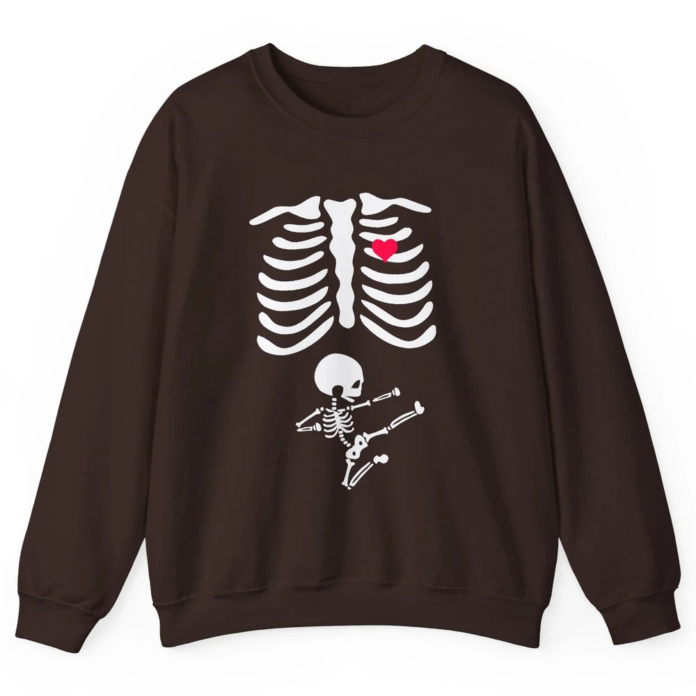 Pregnant Halloween Skeleton Naughty Baby Boy Pumpkin Costume Unisex Crewneck Sweatshirt