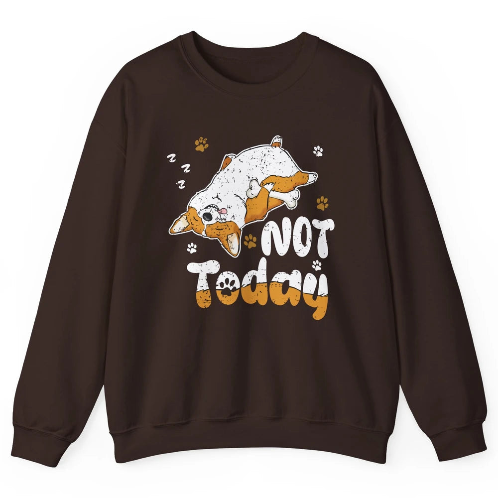 Retro Lazy Corgi Not Today World Lazy Day Corgi Dog Lovers Unisex Crewneck Sweatshirt